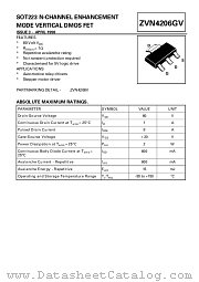 ZVN4206GV datasheet pdf Zetex Semiconductors
