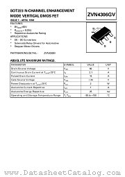 ZVN4306GV datasheet pdf Zetex Semiconductors