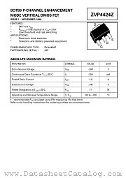 ZVP4424Z datasheet pdf Zetex Semiconductors