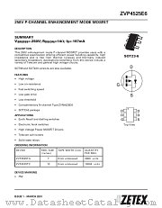 ZVP4525E6 datasheet pdf Zetex Semiconductors