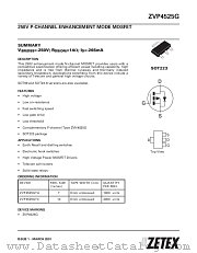 ZVP4525G datasheet pdf Zetex Semiconductors