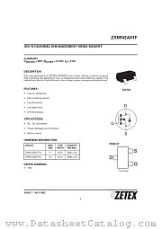 ZXMN2A01F datasheet pdf Zetex Semiconductors