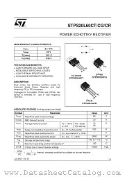 STPS20L60CG-TR datasheet pdf ST Microelectronics