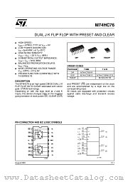 M74HC76 datasheet pdf ST Microelectronics