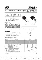 STH13NB60FI datasheet pdf ST Microelectronics