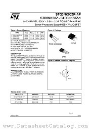 STD3NK50Z datasheet pdf ST Microelectronics
