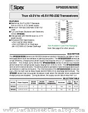 SP3232ECT/TR datasheet pdf Sipex Corporation