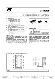 M74HC138 datasheet pdf ST Microelectronics