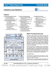 CY8C22113 datasheet pdf Cypress
