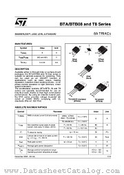 BTA08-600BRG datasheet pdf ST Microelectronics