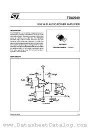 TDA2040V datasheet pdf ST Microelectronics