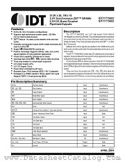 IDT71T75802S100PFI8 datasheet pdf IDT