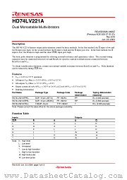 HD74LV221A datasheet pdf Renesas