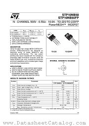 STP10NB50FP datasheet pdf ST Microelectronics
