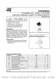 STB70NF02LT4 datasheet pdf ST Microelectronics