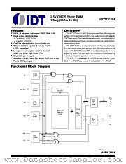IDT71T016SA12PH8 datasheet pdf IDT