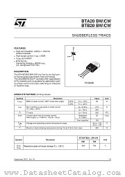 BTA20-600CWRG datasheet pdf ST Microelectronics