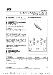 TS4985EIJT datasheet pdf ST Microelectronics