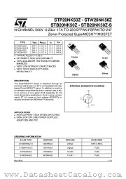 STB20NK50Z-S datasheet pdf ST Microelectronics