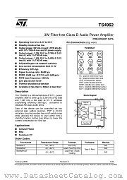 TS4962EIKJT datasheet pdf ST Microelectronics