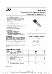 BULK118 datasheet pdf ST Microelectronics