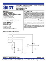 IDT74ALVCH16501PA datasheet pdf IDT