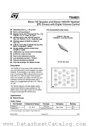 TS4851EIJT datasheet pdf ST Microelectronics