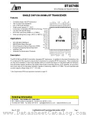 BT1074BI datasheet pdf BTI BethelTronix