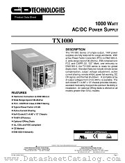 TX1000MJASLPLDH datasheet pdf C&D Technologies