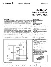 PBL38615_1SHT datasheet pdf Ericsson Microelectronics