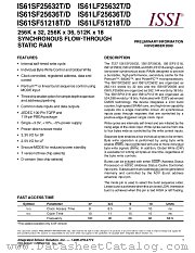 IS61LF25632T-8.5TQI datasheet pdf Integrated Silicon Solution Inc
