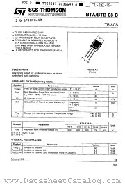 BTA08-200B datasheet pdf SGS Thomson Microelectronics