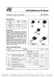 BTB08-800B datasheet pdf SGS Thomson Microelectronics