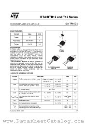 BTB12-800B datasheet pdf SGS Thomson Microelectronics