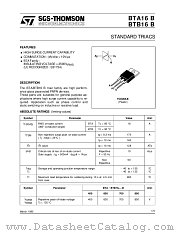 BTB16-400B datasheet pdf SGS Thomson Microelectronics