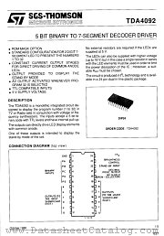 TDA4092 datasheet pdf SGS Thomson Microelectronics