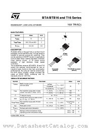 BTA16-700BRG datasheet pdf ST Microelectronics