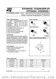 STD2NK60Z datasheet pdf ST Microelectronics