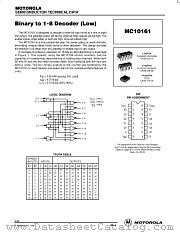 MC10161 datasheet pdf ON Semiconductor