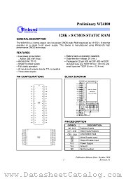 W24100S-70LL datasheet pdf Winbond Electronics