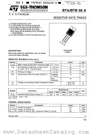 BTB08A-800A datasheet pdf ST Microelectronics