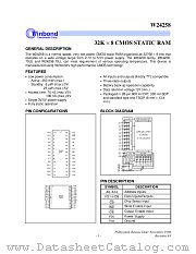 W24258S-70LI datasheet pdf Winbond Electronics