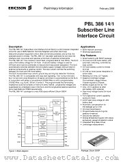 PBL386141SHT datasheet pdf Ericsson Microelectronics