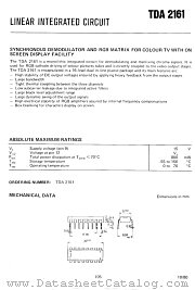 TDA2161 datasheet pdf SGS-Ates Componenti Electronici S P A