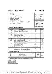 SFRU9214 datasheet pdf Fairchild Semiconductor