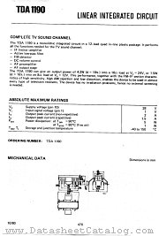 TDA1190 datasheet pdf SGS-Ates Componenti Electronici S P A