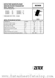 BCW68GR datasheet pdf Zetex Semiconductors