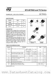 BTB08A-600SW datasheet pdf ST Microelectronics
