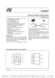 74VHC27T datasheet pdf ST Microelectronics