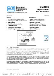 CMX605 datasheet pdf CML